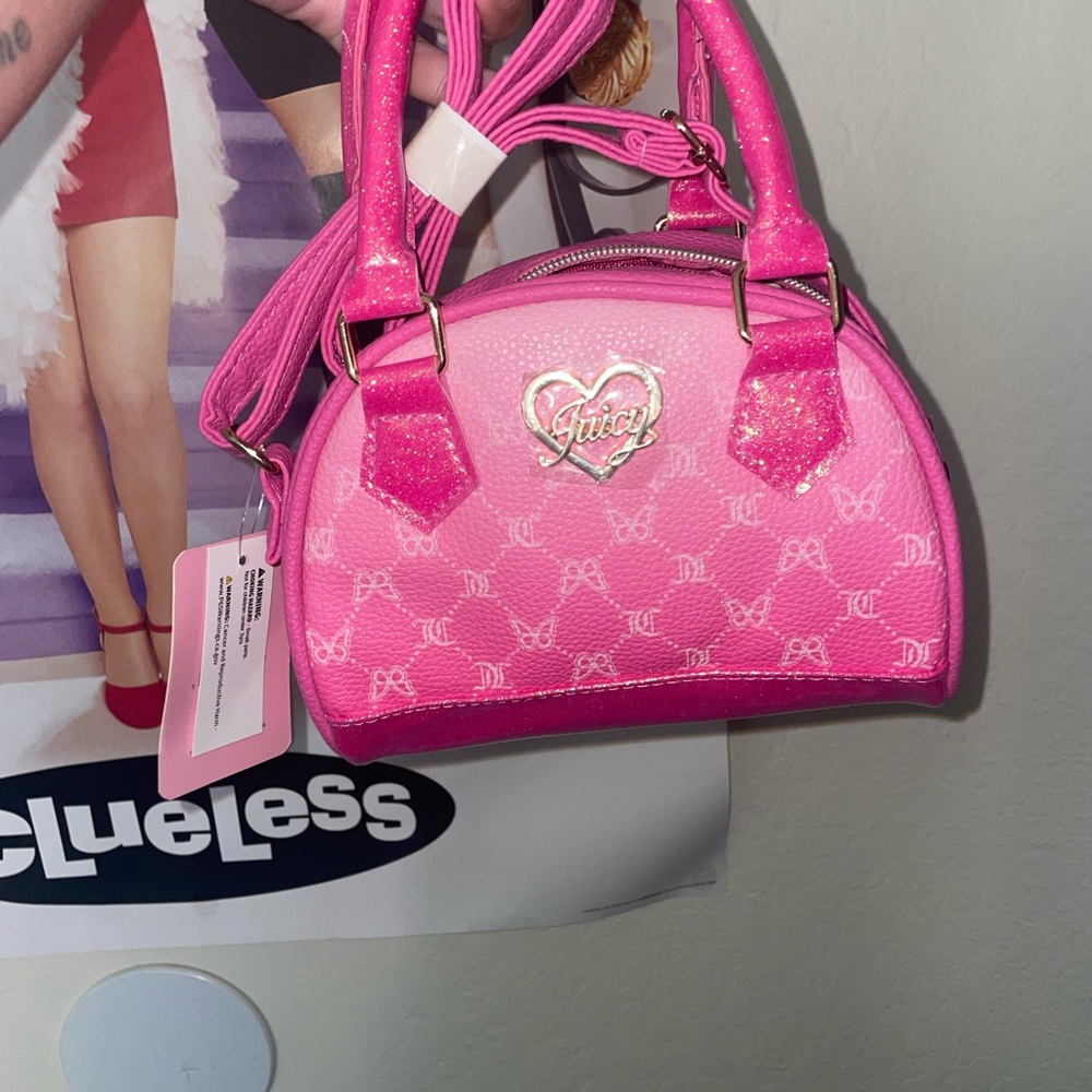 Juicy Couture Hot Pink Mini Bowler Bag with Heart Logo nwt